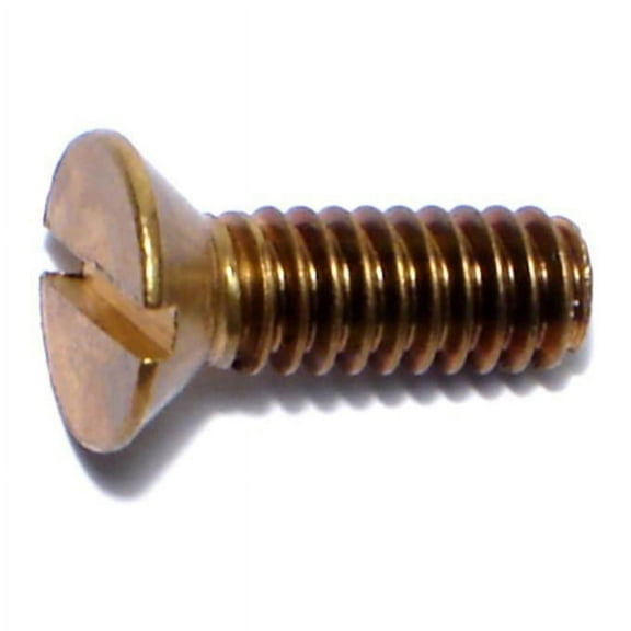 1/4"-20 x 3/4" Brass Coarse Thread Slotted Flat Head Machine Screws MSFB-288