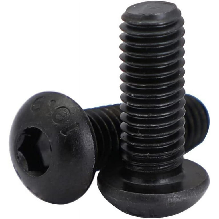 1/4-20 x 3/8 Button Head Socket Cap Screws, Allen Socket Drive, Black  Oxide, Grade 10.9 Alloy Steel, Fully Threaded, 25 PCS 