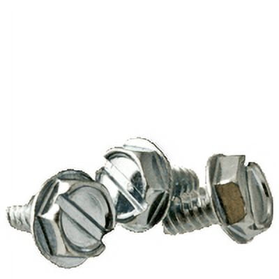 1/4"-20 x 3/8" Thread Cutting Screw, Type 23(T), Zinc (inch) Head Style: Hex Washer (Indented), (QUANTITY: 3000) Drive: Slotted Thread: Coarse Thread (UNC)