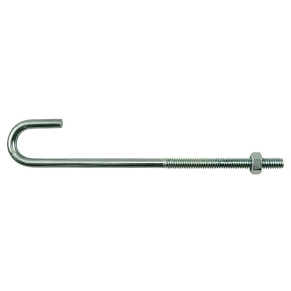 1/4"-20 x 6" Zinc Plated Steel Coase Thread J-Bolt w/ Nut (20 pcs.)