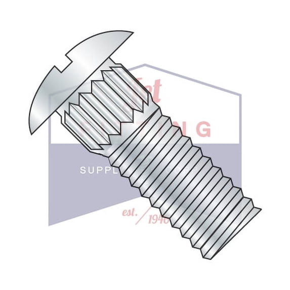 1/4-20 x 9/16" Track Bolts | Ribbed Neck | Slotted Round/Truss Head | Ribbed Neck | Low Carbon Steel | Zinc (Quantity: 5000)