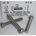 thumbnail image 1 of 1/4-20X1-3/4 Fillister Head Slotted Machine Screws 18-8 Stainless Steel (8), 1 of 1