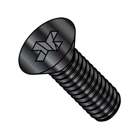1/4-20X2 1/2 Phillips Flat Machine Screw Fully Threaded Black Oxide (Pack Qty 1,000) BC-1440MPFB
