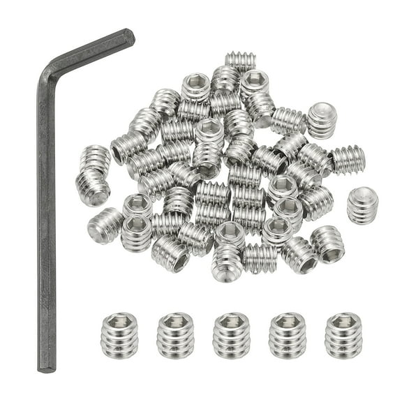 Uxcell Internal Hex Socket Set Grub Screws, 304 Stainless Steel Cup Point Screw 1/4-20x1/4" 50