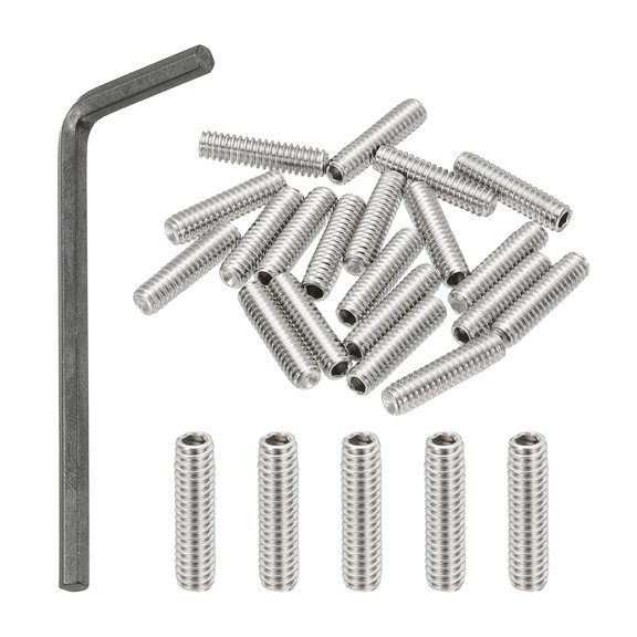 Uxcell Internal Hex Socket Set Grub Screws, 304 Stainless Steel Cup Point Screw 1/4-20x1" 20
