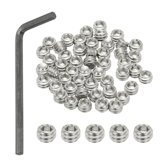 Uxcell Internal Hex Socket Set Grub Screws, 304 Stainless Steel Cup Point Screw 1/4-20x3/16" 50