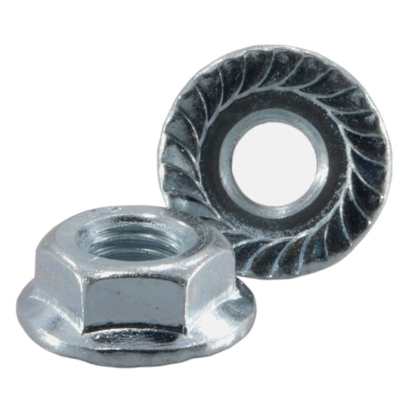 1/4"-28 Zinc Plated Steel Fine Thread Serrated Lock Nuts (15 pcs.)