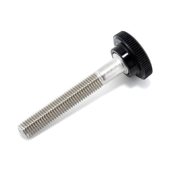 1/4"-28 x 1-3/4" Thumb Screw Stainless Steel - Black Knurled Round Plastic Knob - Fine Thread Thumbscrew - Length: 1.750" - Proudly Built in USA - Package of (25)