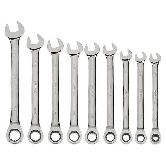 Williams JHWS1120NRC Sae Ratcheting Combination Wrench Set [9-piece]