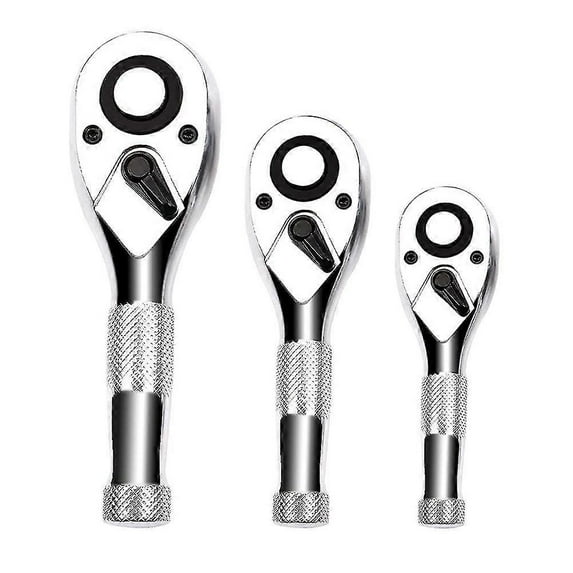 1/4, 3/8, 1/2 Inch Drive Stubby Ratchet Set 3Pc Mini Ratchet Quick-Release Head 72-Tooth