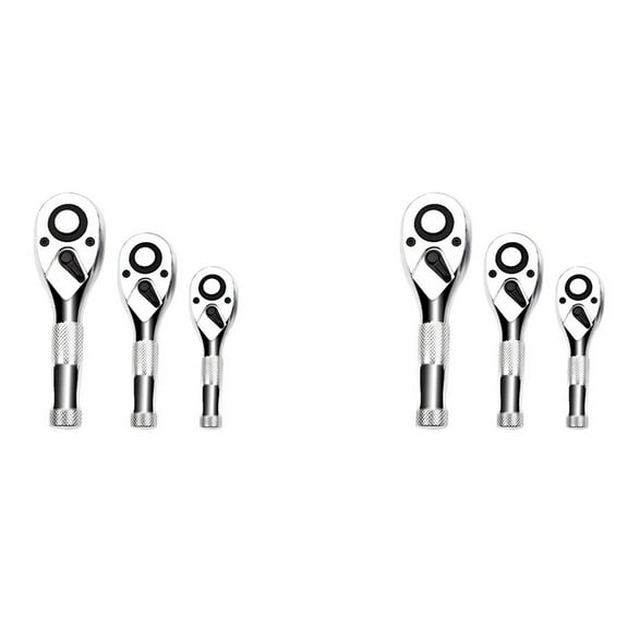1/4, 3/8, 1/2 Inch Drive Stubby Ratchet Set 6 Pc Mini Ratchet Quick-Release Head 72-Tooth,6 * Drive stubby ratchet sets,Silver