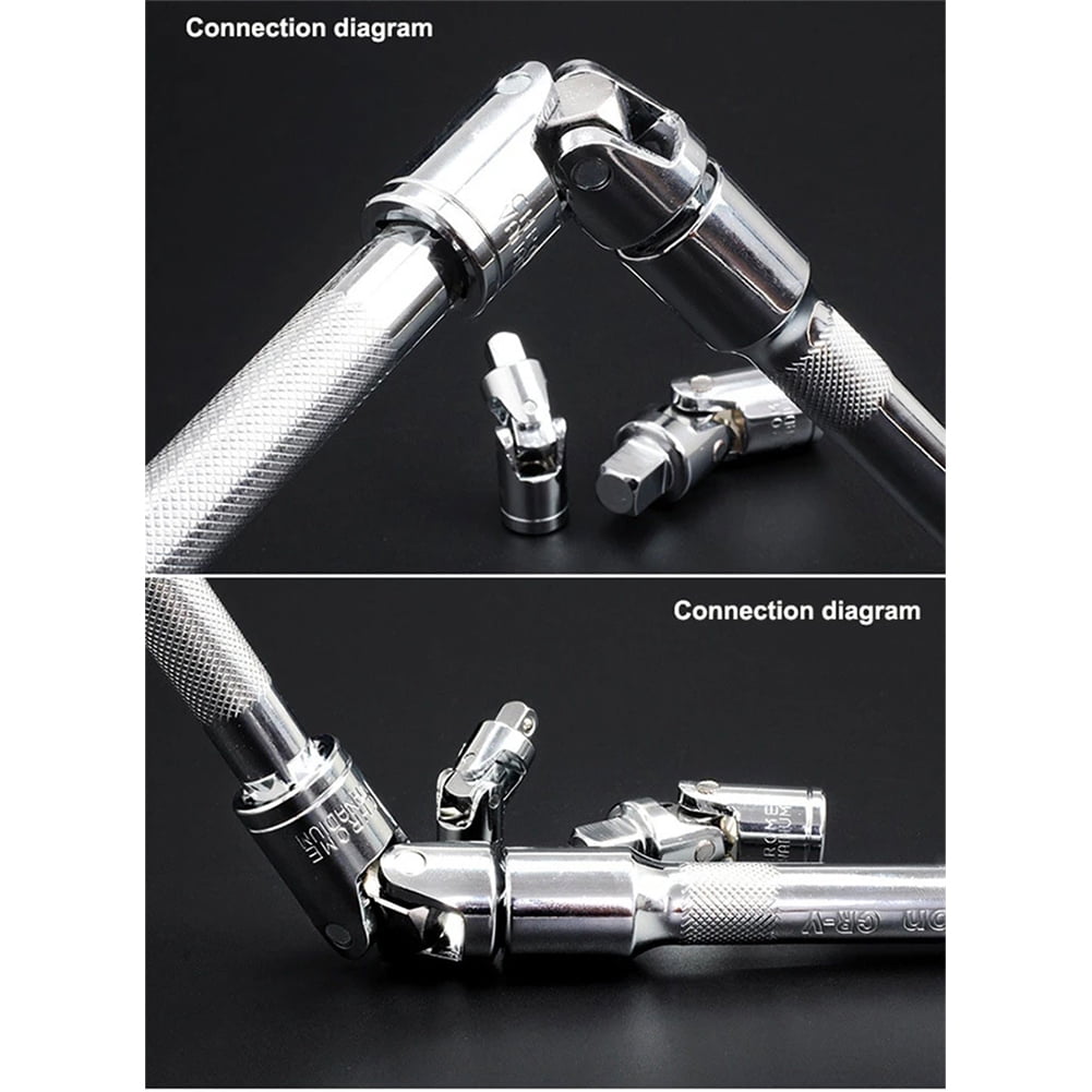1/4 3/8 1/2 Universal Joint Set Ratchet Extension Bar Socket Swivel