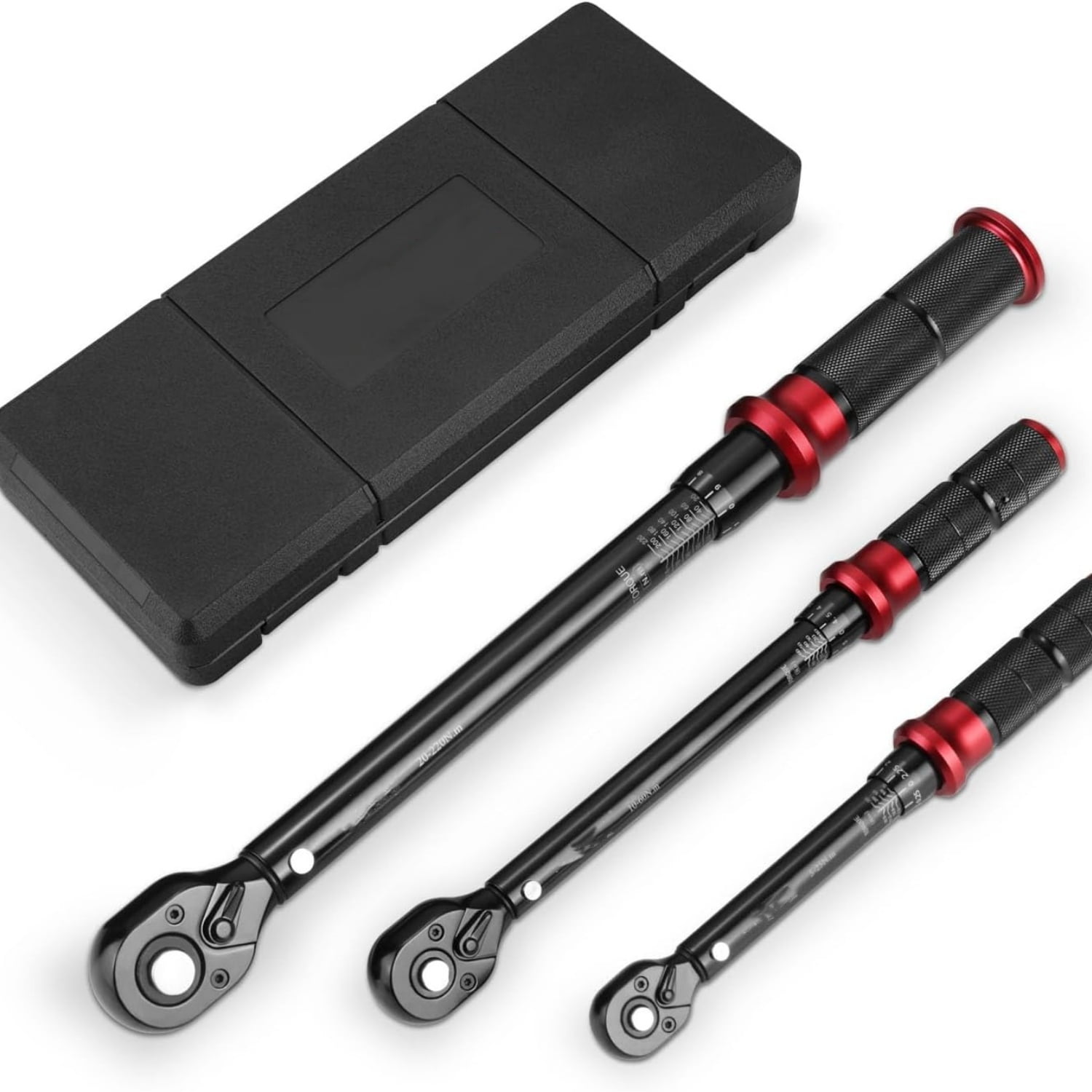 1/4 & 3/8 & 1/2-inch Drive Click Torque Wrench, 3Pcs Torque Wrench Set 4-20Ft.lb, 5-45Ft.lb, 15-165Ft.lb 72-Tooth Dual Scale for Bike, Moto, Car Repair