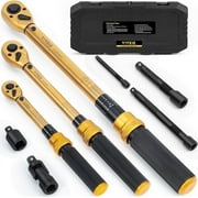 1/4 3/8 1/2-inch Drive Click Torque Wrench, 8Pcs Set 10-220in.lb,10-45ft.lb,10-160ft.lb,±3% Accuracy Torque Wrench for Bike, Moto, Car Maintenance