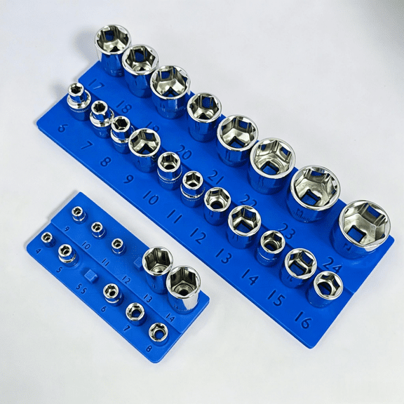 Blue Racking Tray Magnetic Socket Organizer Set, 6-Piece Socket Holder Set Includes 1/4 ...