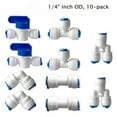thumbnail image 1 of 1/4" 3/8" O.D. Quick Connect Push In RO Water Tube Straight Tee Elbow Ball Valve Fittings Kit 10. 25 PACK, 1 of 10