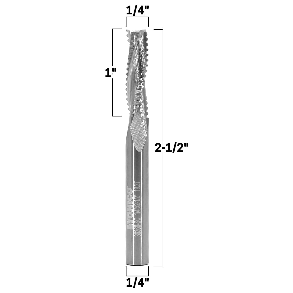 1/4" 3 Flute Upcut Spiral Rougher End Mill CNC Router Bit - 1/4" Shank - Yonico 36366-SC