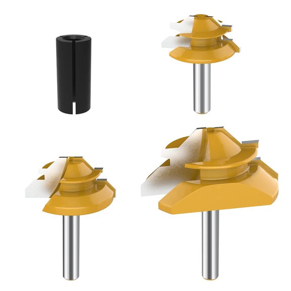 1/4" Shank 45 Degree Lock Miter Router Bit - 1/2" 9/16" 3/4" Cutting Height Woodworking Glue Joint Tools Set 3Pcs by