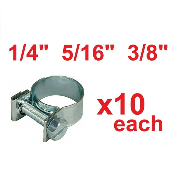 1/4", 5/16", 3/8" fuel injection hose clamps perfect for automotive, agriculture, plant, and construction