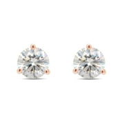 1 4/5 ct.t.w 6.5MM Round Cut Lab Created Moissanite Diamond Solitaire Stud Earrings In 14K Rose Gold Over Sterling Silver Jewelry For Women (G-H Color, VVS1 Clarity, 1.80 Cttw)