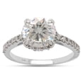 thumbnail image 1 of 1 4/5 ct.t.w 8.5MM Round Cut Lab Created Moissanite Diamond Halo Solitaire Promise Engagement Ring For Women In 14K Solid White Gold (G-H Color, VVS1 Clarity, 1.80 Cttw)-4, 1 of 7