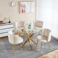 thumbnail image 1 of 1+4,5pieces dining set, Table metal leg Mid-century Dining Table for 4-6 people With Glass Table Top, Pedestal Dining Table, End Table Leisure Coffee Table, 1 of 9