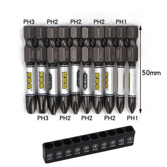 1/4" (6.35mm) Hex Shank Screwdriver Set with Holder – PH1/PH2/PH3, T8–T40, H1.5–H8 & for Combo Bits for Torx, for PHILLIPS, Hex, and Star Drive Applications(Cross)