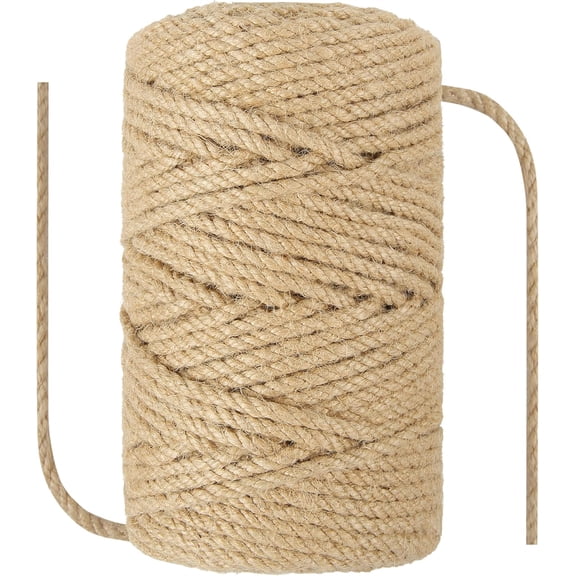 1/4 in (6 mm) X 328 Ft (100 Meters) Natural Sisal Hemp Rope Heavy Duty Thick Twine for Cat Scratcher Post Tree, Garden, Binding, Crafts Packing Material