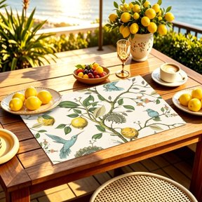 1/4/6PCS Retro Citrus Fruit Hummingbird Garden Pattern Placemat, Kitchen Tabletop Holiday Gathering Table Ornament Gift Thanksgiving Christmas