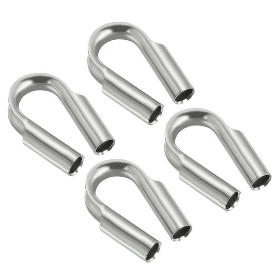 1/4"/ 6mm Wire Rope Tube Thimble 304 Stainless Steel Rope Thimbles, Silver, 4 Pack