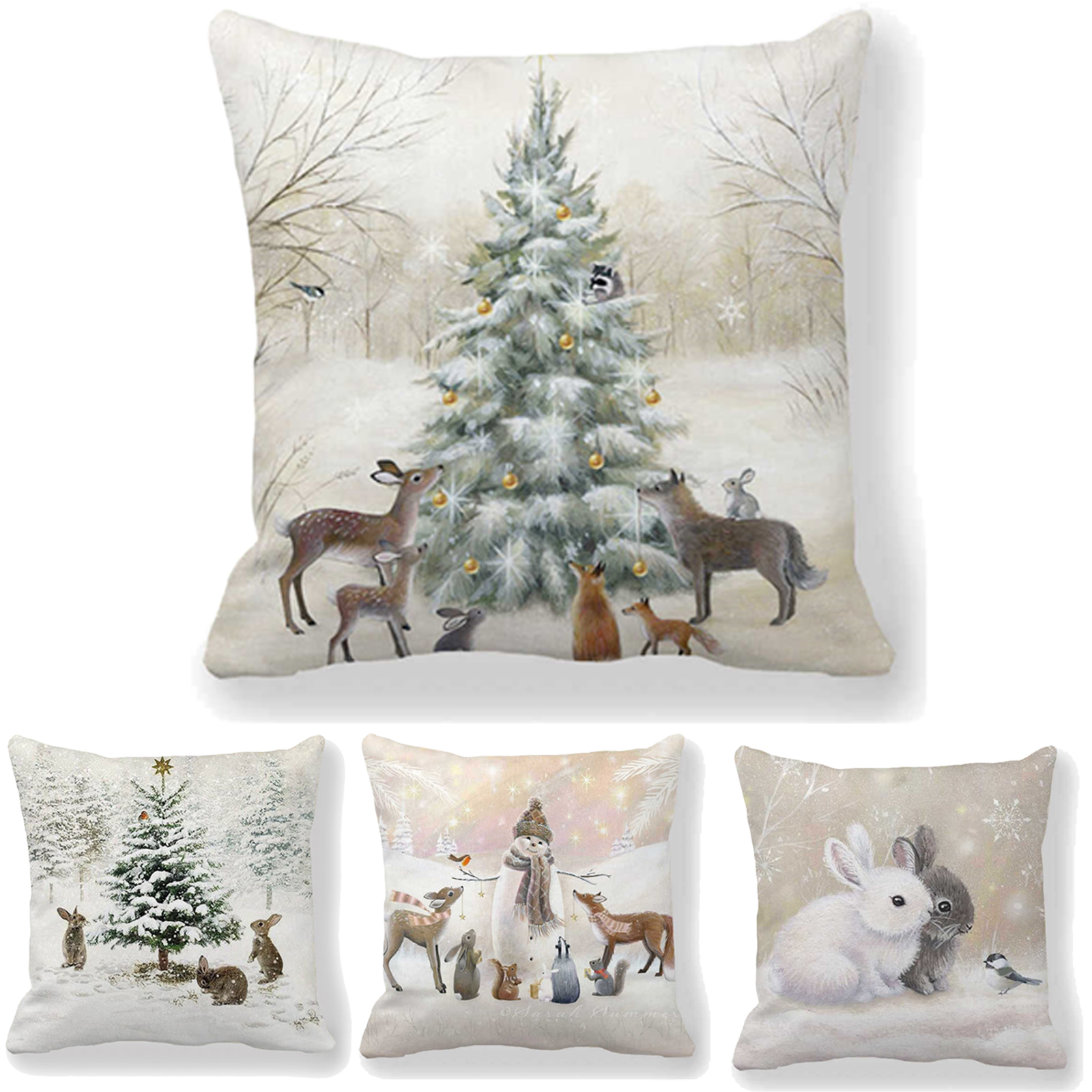 1/4/8 PACK Christmas Pillow Covers, Holiday Winter Throw Pillow Covers