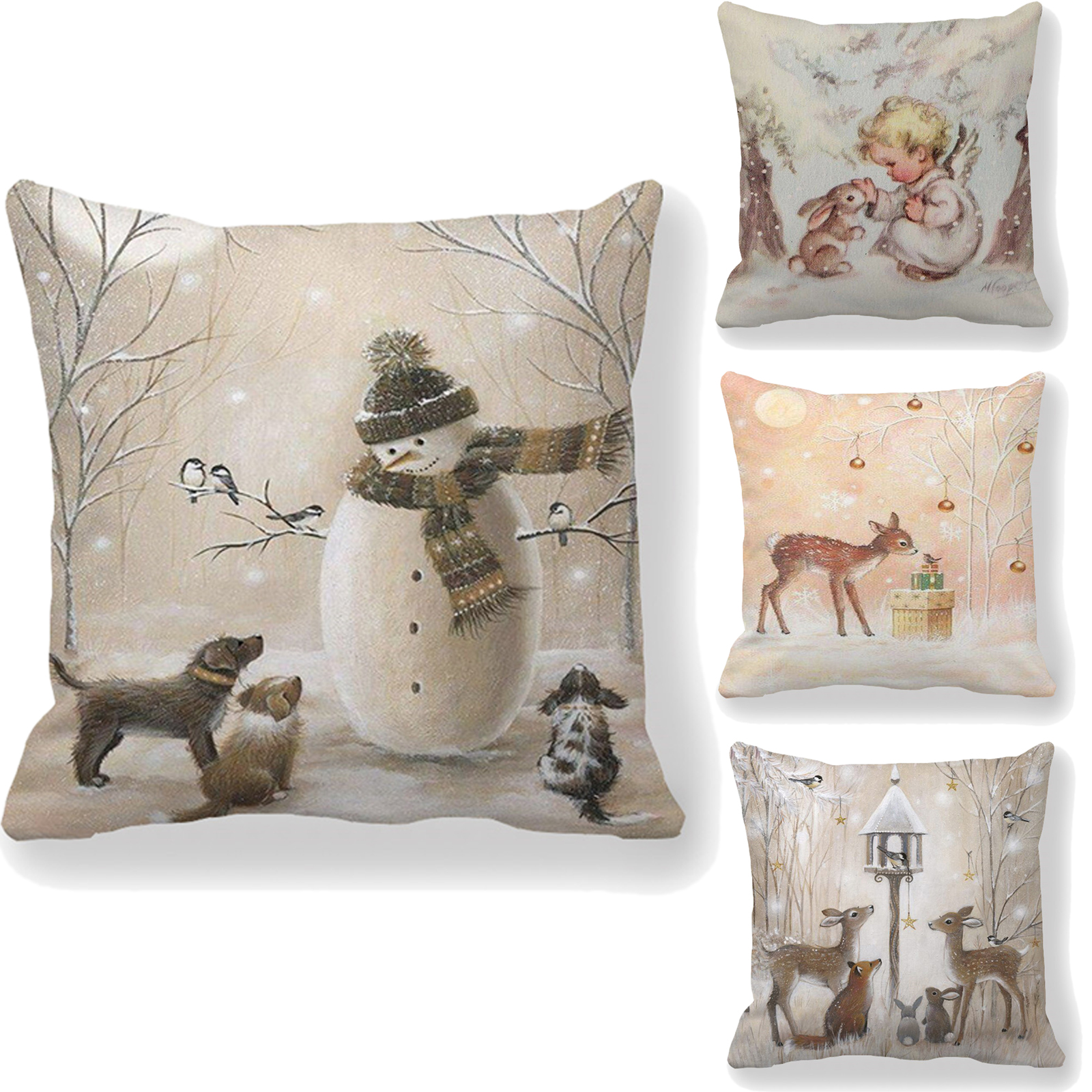 1/4/8Pcs Christmas Pillow Covers, Holiday Winter Throw Pillow Covers