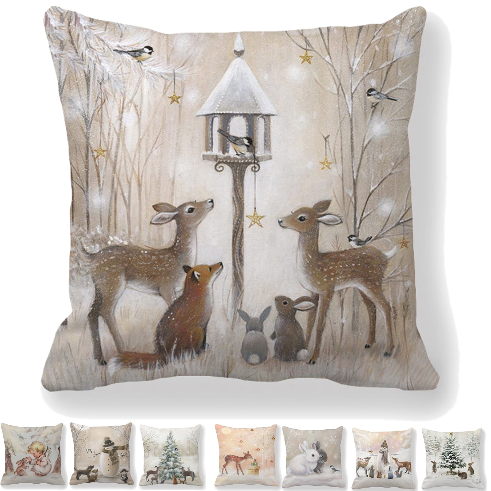 1/4/8Pcs Christmas Pillow Covers, Holiday Winter Throw Pillow Covers