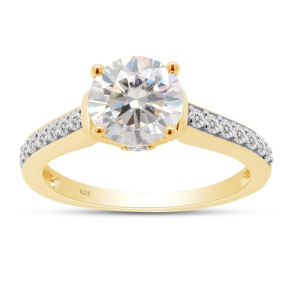 1 4/9 ct. t.w Center 7MM Round Cut Lab Created Moissanite Diamond Solitaire Engagement Ring For Women In 14K Yellow Gold Over Sterling Silver (G-H Color, VVS1 Clarity, 1.45 Cttw)-10