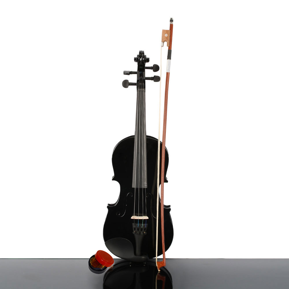 1/4 Acoustic Violin Kit Wood Violin with Case Bow Rosin for Kids Beginner, Black