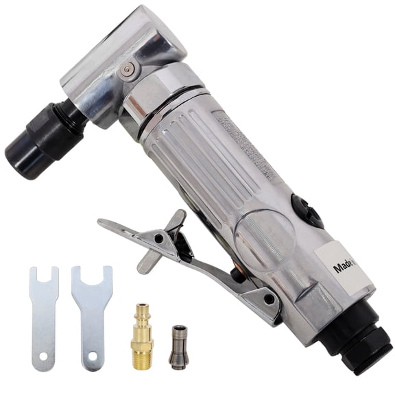 , 1/4" Air Angle Die Grinder,Ball Bearing Construction,Mini Pneumatic Angle Die Grinder, Compact Air-Powered Grinder for Grinding, Polishing, Porting, and Deburring, Silver ,Steel ,