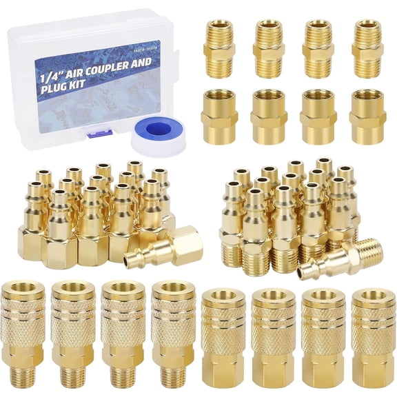 1/4 Air Hose Fittings, 1/4'' NPT Quick connect Coupler and Plug, 45 count Air Tools Fittings