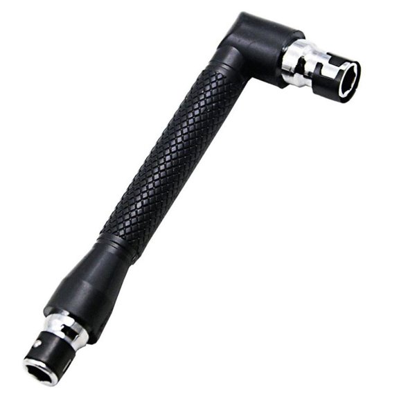 1/4 Bit Driver Handle 90 Degree L-Shaped Right Angle Wrench,Double Head 1/4 Inch Hex Socket Wrench Right Angle Screwdriver Adapter with 10Pcs Various Angled Screwdriver Bits Tool for Tight Spaces