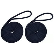 1/4" Black Fender Line For Boats - Double Braided Nylon 6 Feet Marine Rope - 2 Pack