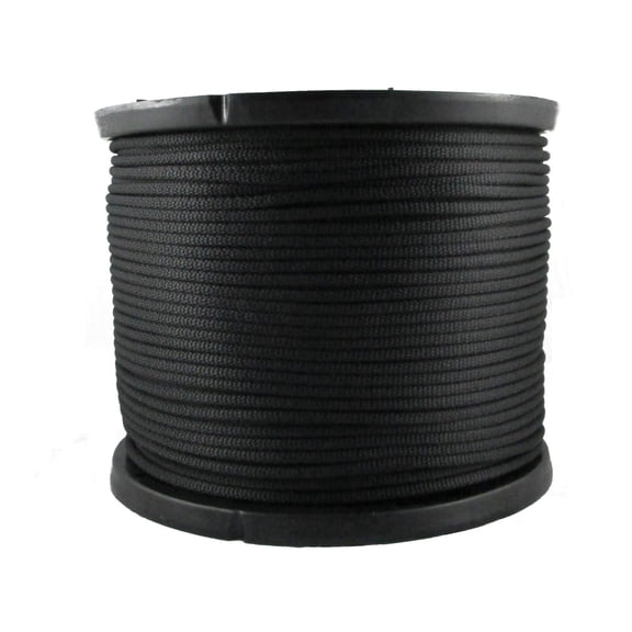 1/4" Black Polyester Rope 500 foot spool Solid Braid Dacron Utility Industrial Cord