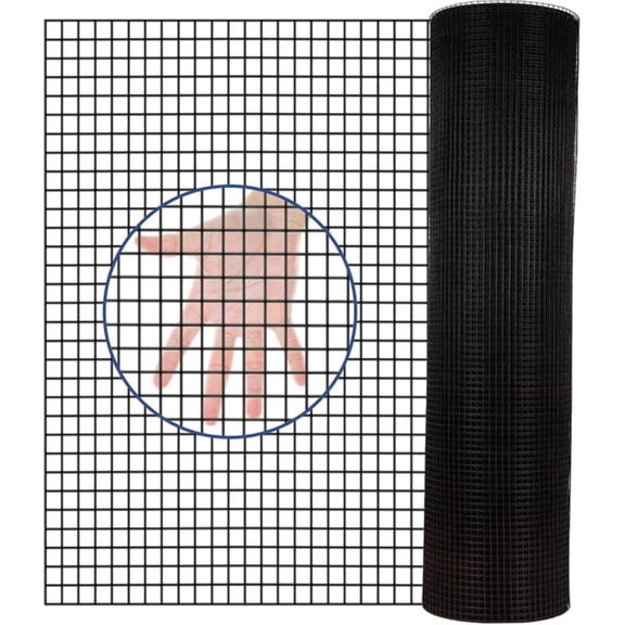 1/4" Black Vinyl Coated Hardware Cloth, 21 Gauge Metal Wire Mesh for Poultry Netting, Rabbit Cage and Snake Guard