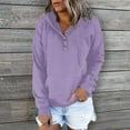 thumbnail image 1 of 1/4 Button Down Pullover Sweatshirts for Women Waffle-Knit Oversized Long Sleeve Hooded Solid Color Fall Fashion Clothes with Pockets Dressy Casual Blouses Warm Loose Lightweight Jackets, 1 of 5