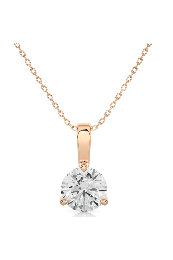 1/4 CT Diamond Pendant Necklace in 14K Rose Gold with a 14K 16" to 18" Adjustable Cable Chain