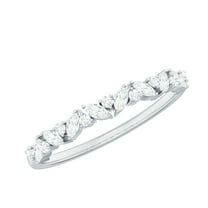 Rosec Jewels 1/4 CT Diamond Stackable Semi Eternity Band Ring, 925 Sterling Silver, US 4.00