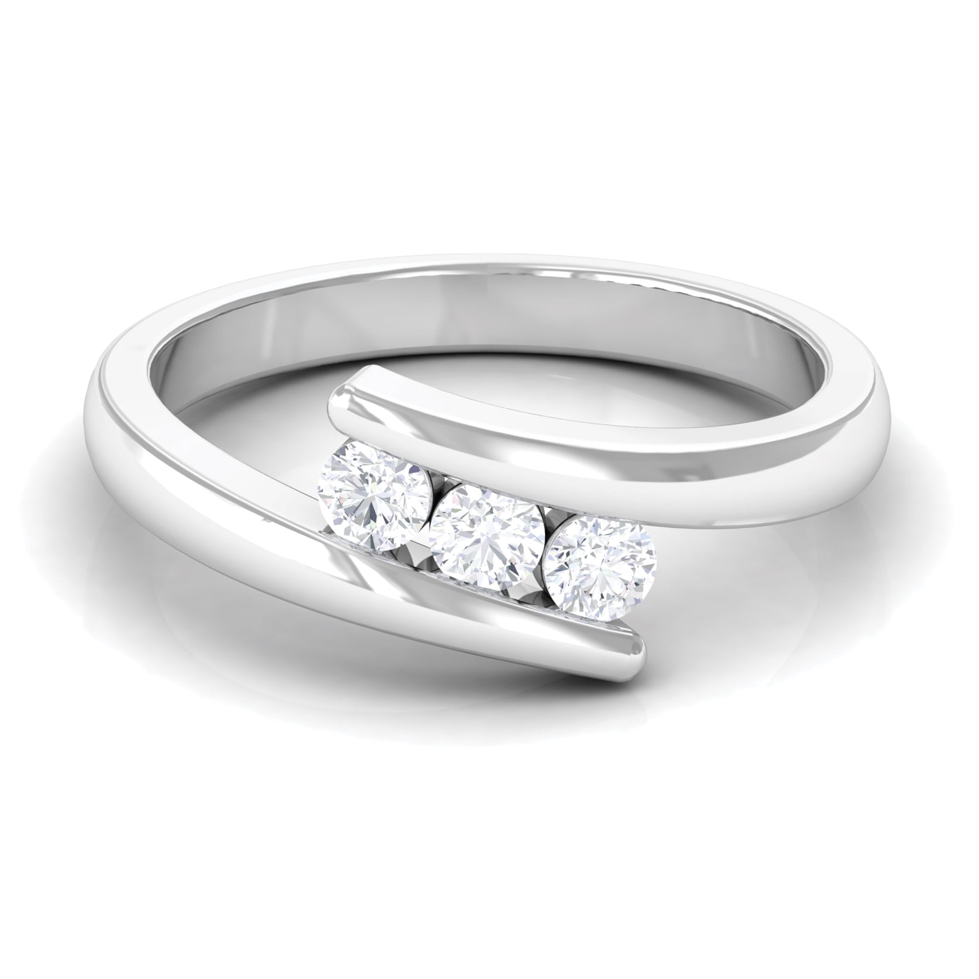 1/4 CT Diamond Three Stone Promise Ring for Women, Diamond Bypass Ring