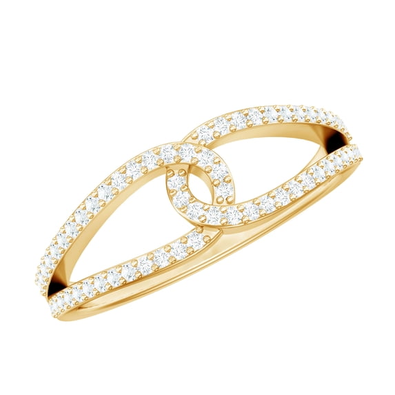 Rosec Jewels Natural Diamond Knot Promise Ring for Women (HI-SI Quality) - Interlocking Ring - Ready to Gift for Valentines Day, 10K Yellow Gold, US 4.50