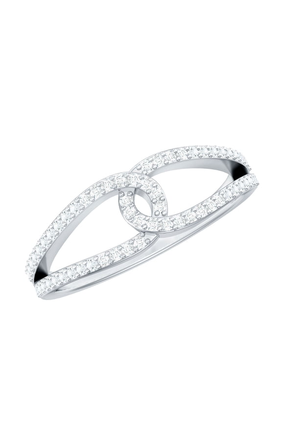 Natural Diamond Knot Promise Ring for Women (HI-SI Quality) - Interlocking Ring - Ready to Gift for Valentines Day, 925 Sterling Silver, US 6.00
