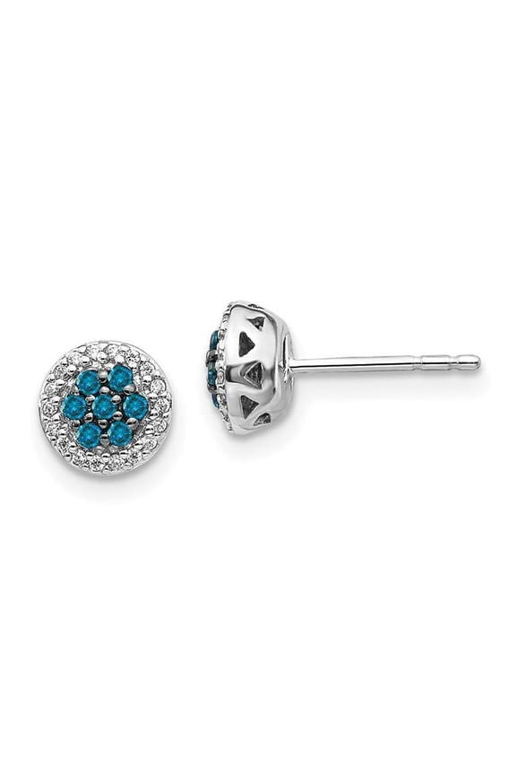 1/4 CT. Genuine Blue & White Diamond Earrings in 14k White Gold Diamond Jewelry