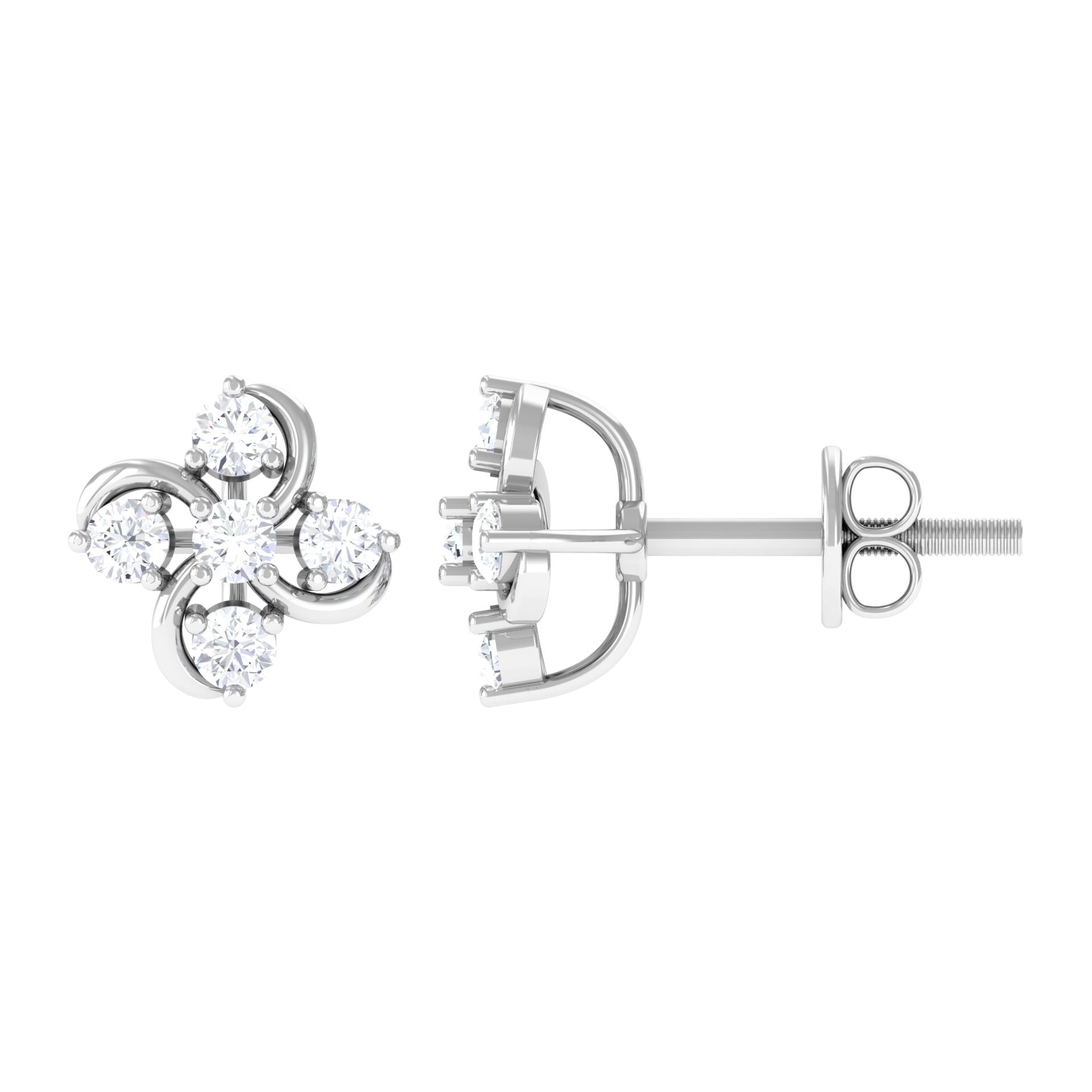 Trinity Modern Stud Earrings Set In 18K White Gold | Coomi