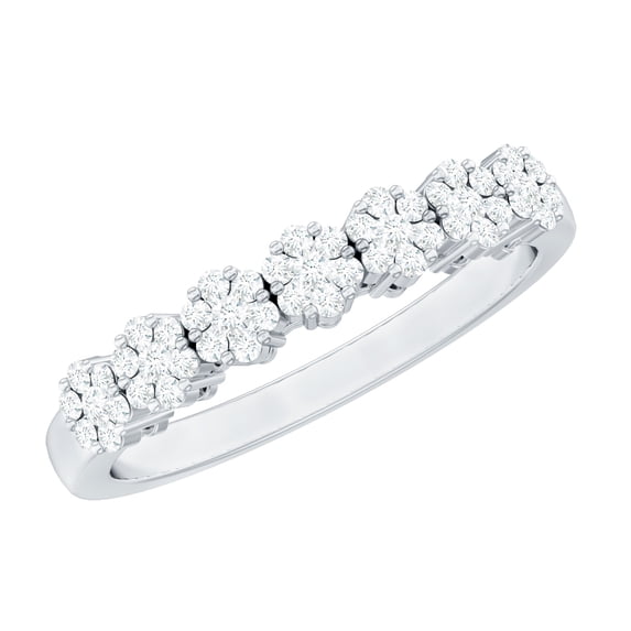 Rosec Jewels Certified Moissanite Half Eternity Band for Women - Cluster Ring - D-VS1 Quality - Ready to Gift for Anniversary, 925 Sterling Silver, US 6.50